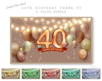 40th Birthday Samsung Frame TV Art, Birthday Decorations, Birthday Banner, Frame TV Art, 40th Birthday Gift, Gift For Her, Samsung Frame Art