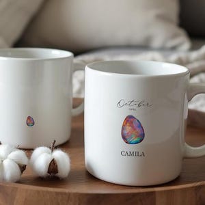 Birthstone Mugs, October, Customized Mug, Personalized Gift, Birthday Gift For Her, Customized Gifts, Gift For Mom, Gift For Her, Mug, Opal