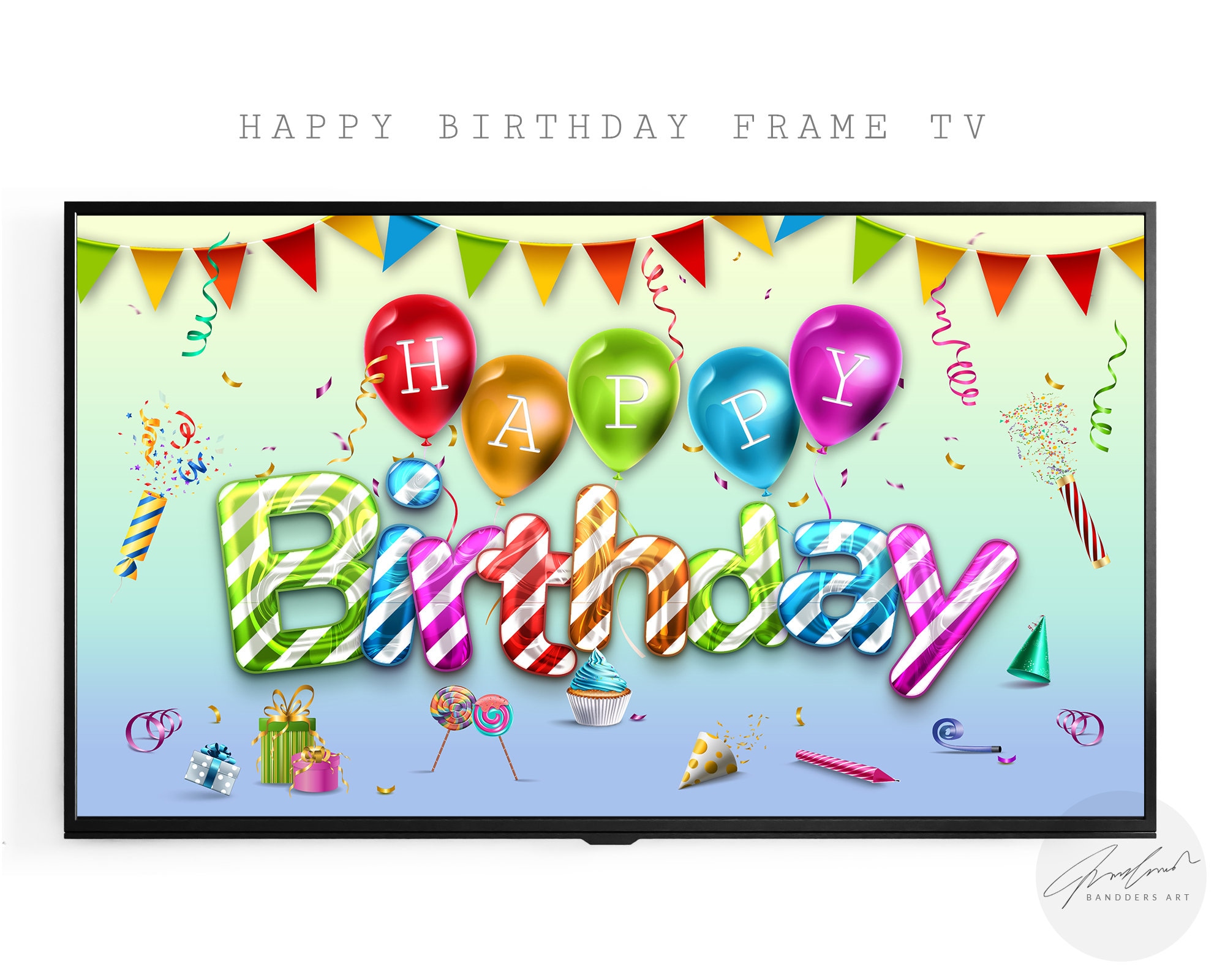 Anniversaire Decor Frame TV Art, Samsung Frame TV Art, Anniversaire Samsung Frame Art, Bannière d’anniversaire, Birthday Frame TV, Bannière Joyeux anniversaire