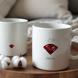 Birthstone Mugs, July, Customized Mug, Personalized Gift, Birthday Gift For Her, Customized Gifts, Gift For Mom, Gift For Her, Mug, birthday