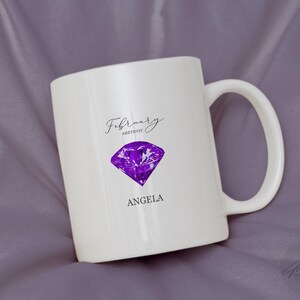 Birthstone Mugs, February, Customized Mug, Personalized Gift, Birthday Gift For Her, Customized Gifts, Gift For Mom, Gift For Her, Mug
