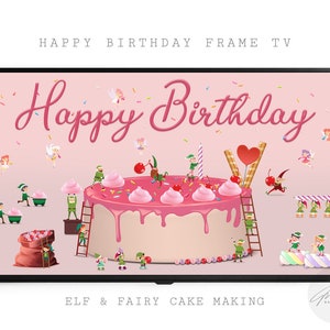 Happy Birthday Samsung Frame Tv Art, Pink Birthday Cake Samsung Frame Art, Happy Birthday Sign Birthday Banner, 2nd Birthday Frame Tv
