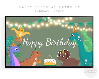 Dinosaure anniversaire Samsung Frame Art, Dinosaur Frame Tv Art, Dinosaures Samsung Frame Tv Art, Toile de fond d’anniversaire, Art TV, Premier anniversaire garçon