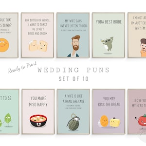 Funny Wedding Puns Gallery Wall Set, Funny Wedding Card, Wedding Card Box, Funny Wedding Gift, Wedding Puns Poster Set, Wedding Shower Gift