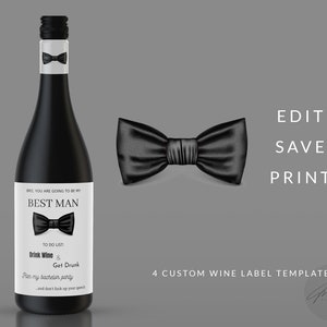 Etiquettes de bouteille de vin pour proposition de garçons d'honneur, cadeau rigolo pour garçons d'honneur, proposition du garçon d'honneur, cadeau garçon d'honneur, cadeau garçon d'honneur