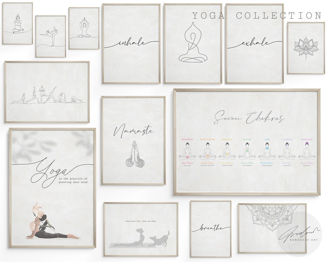 Yoga Wall Art Set of 14 Printables Yoga Studio Art Yoga - Etsy