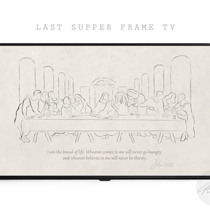 The Last Supper Samsung Frame Tv Art, Catholic Art Boho Decor, Modern Christian Art Frame Tv, Jesus Art Bible Sketches, Bible Verse TV Art