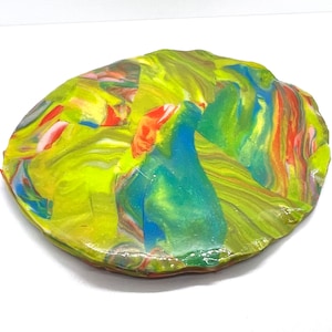Wonderland Swirl Coaster, Artsy Coaster, Multicolor Swirls Polymer Clay Resin Aztec gold