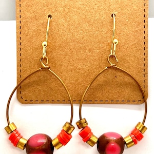 Upcycled Vintage Dangle Hoop Bead Earrings