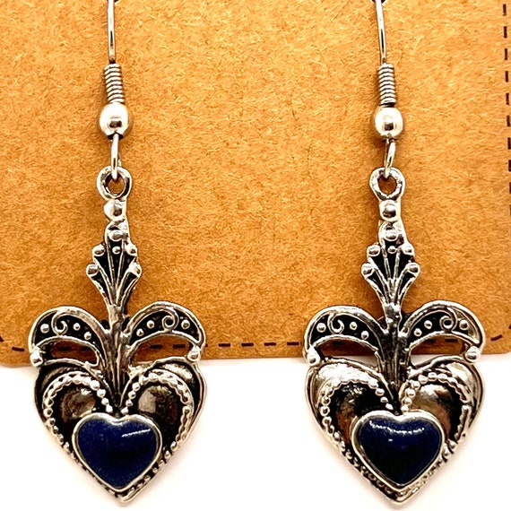 Vintage pewter heart Earrings - image 1