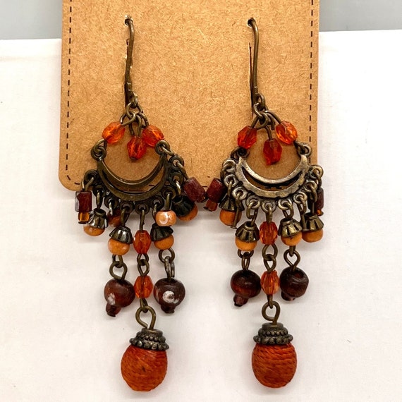 Vintage amber chandelier Earrings - image 1