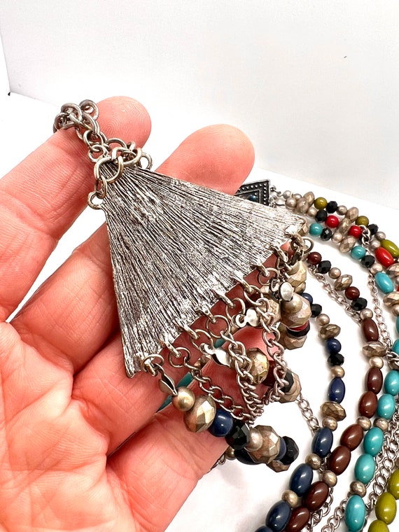 Vintage multi strand necklace, green - image 3