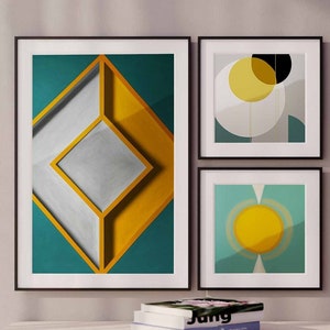 Mid Century Modern Eclectic Green Gallery Wall Set, Green Poster Prints, Eclectic Wall Art,  Printable Wall Art, Digital Download Prints