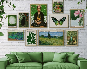 Green Eclectic Gallery Wall Art Set: Vintage Exhibition Prints (Digital Download)