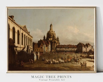 Vintage Landscape Print: Victorian Town Scene Wall Art (Digital Download)