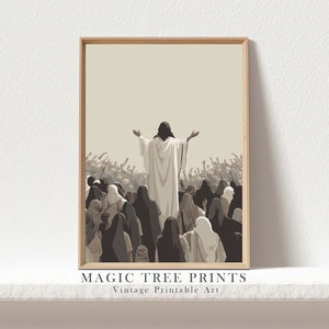 Jesus Feeds the 5000, 5 Loaves of Bread and 2 Fish, Feeding of the 5000, Bible Sketches, Jesus Art, Bible Wall Art, Christian Modern Faith