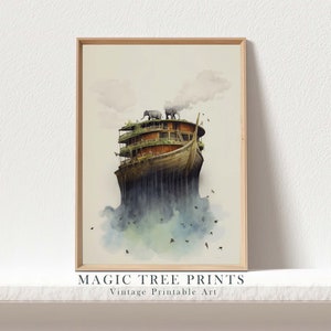 Noah&#39;s Ark, Two of Every Animal, Digital Print, Bible Sketches, Jesus Art, Bible Printable Wall Art, Christian Modern Art Faith, Digital