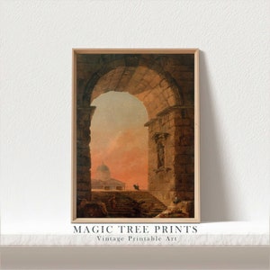 Vintage Arch Wall Art Print, light academia decor, vintage painting, victorian wall art, antique print, printable wall art, farmhouse decor