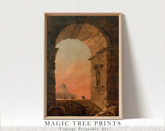 Vintage Archway Painting: Antique Architecture Art Print (Digital Download)