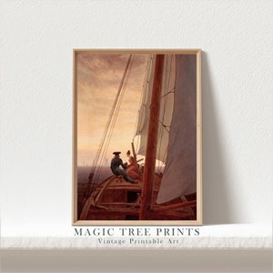 Sailing Ship Wall Art Print, light academia decor, vintage painting, victorian wall art, antique print, printable wall art, farmhouse decor