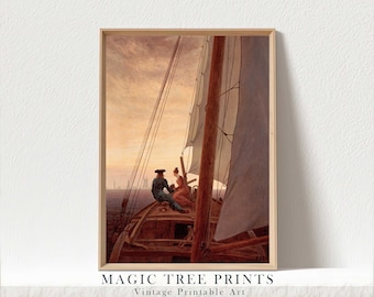 Sailing Ship Art Print: Vintage Victorian Painting (Digital Download)
