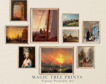 Vintage Gallery Wall Art Set: Light Academia Decor (Digital Download)