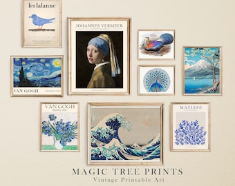 Blue Vintage Art Gallery Wall Set (Digital Download)