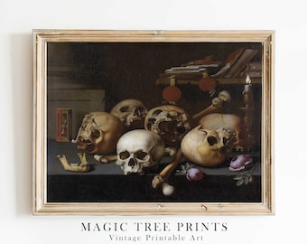 Dark Academia Skull Art Print: Vintage Gothic Decor (Digital Download)
