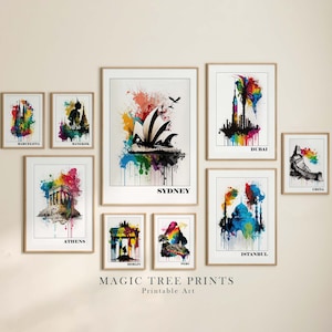 Australia Germany Turkey Travel Print Eclectic Gallery Wall Set of 9, Travel Art, City Print, City Art, Country Print, Banksy Download