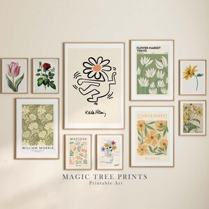 Flower Market Print Gallery Wall Set, Botanical Wall Art, Floral Decor Posters, Matisse Piccaso  William Morris Prints, Digital printable