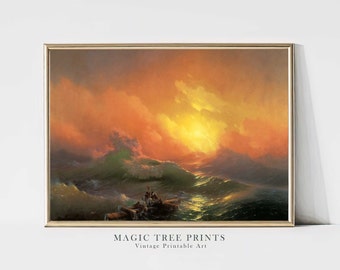 Sailing Ship Painting: Vintage Victorian Seascape Art (Digital Download)