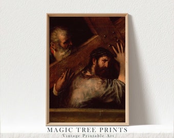 Christ Carrying the Cross, Titian, Religious Baroque painting, Christian Bible Wall Art Decor, Christian Faith Gifts, Jesus Christ Painting