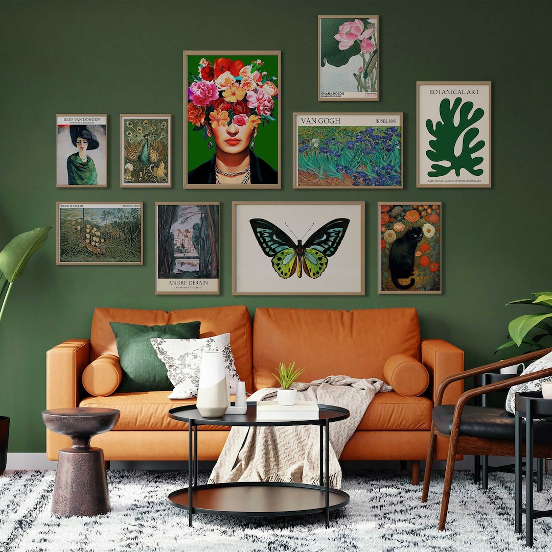 Sage Green Gallery Wall Set,vintage Eclectic Printable Wall Art, Modern