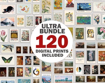 120 Eclectic Gallery Wall Art Prints: Vintage Masters Set (Digital Download)
