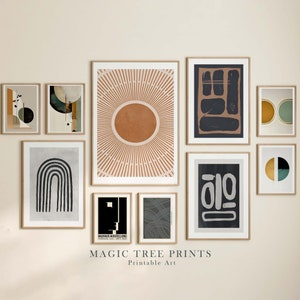 Abstrakte Kunst: Moderne Beige & Schwarz Poster (Digitaler Download)