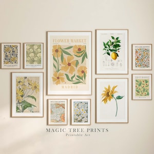 Yellow Gallery Wall Set, Vintage Eclectic Printable Wall Art, Modern Gallery Wall, Eclectic Gallery Wall, Exhibition Prints, Vintage Decor