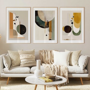 Modern Gallery Wall Set of 3, Eclectic Gallery Wall Art Print Set, Neutral Molor, Modern Simple Wall Art, Maximalist Printable Gallery Wall
