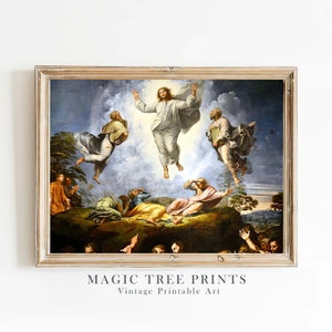 Transfiguration of Christ, Raphael, Religious Baroque painting, Christian Bible Wall Art Decor, Christian Faith Gifts, Jesus Christ Painting