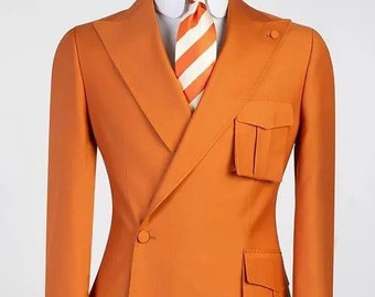 スーツ VINTAGE 80s Double breasted suit orange Vintage 80s Double-breasted Orange Suit