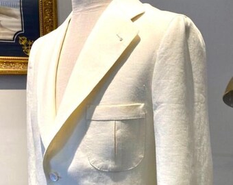 Men&#39;s Pure Linen Blazer for Wedding Ceremony Party Coat Grooms Blazer for Men