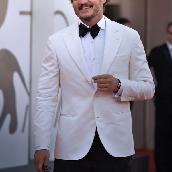 Men's White Blazer with Peak Lapel Tuxedo for Wedding Party Coat Formal Casual Blazer For Men