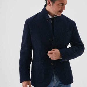 Band collar coat deals