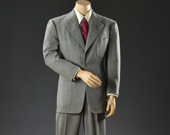Men's Vintage Grey Tweed  1900's Style 2 Piece Suit Patched Pocket Business Formal Suits For Men