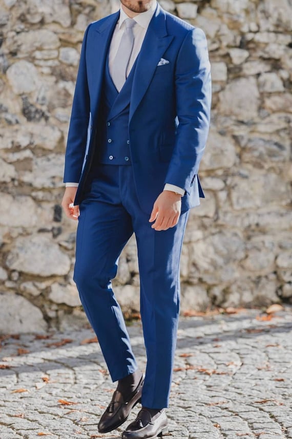 Men's Blue piece suit Wedding suit Groom Wedding Suit for Men