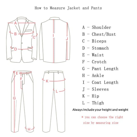 formal men's suit measurements near me