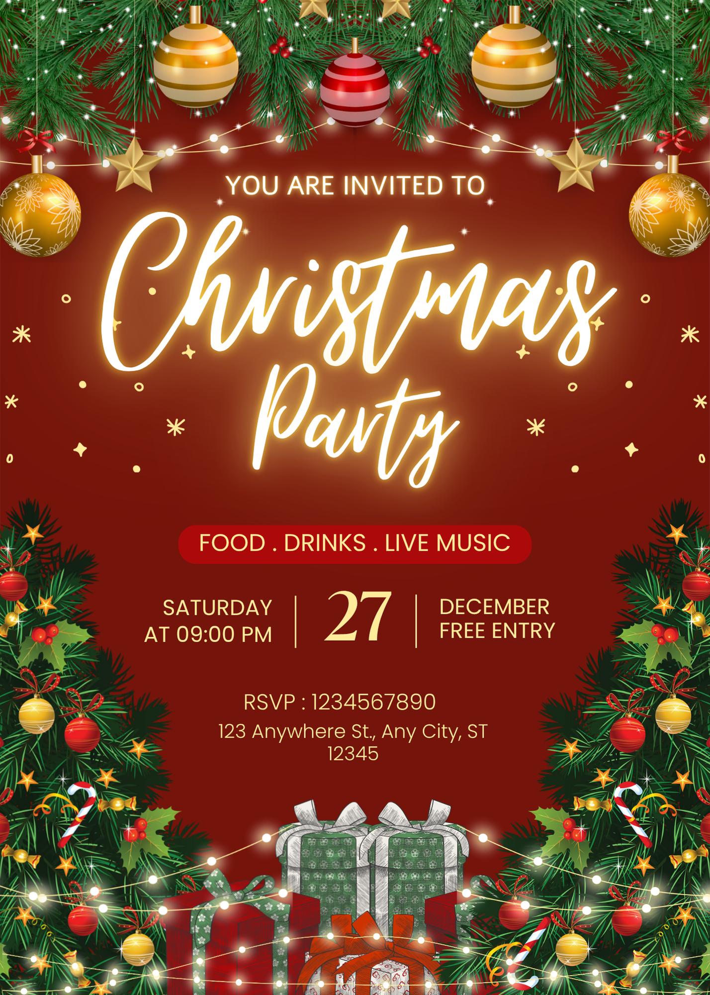 Editable Christmas Party Invitation Templates Bundle - 3 Festive ...
