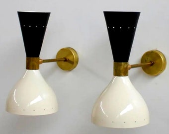 Stilnovo Sconce Una coppia di lampade italiane moderne della metà del secolo Decorazione da parete Illuminazione per cucina Luci decorative Lampada regolabile Sputnik sconce