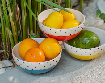 DAWN SYMPHONY TRIO / Cuencos de cerámica de 6" hechos y pintados a mano (juego de 3)