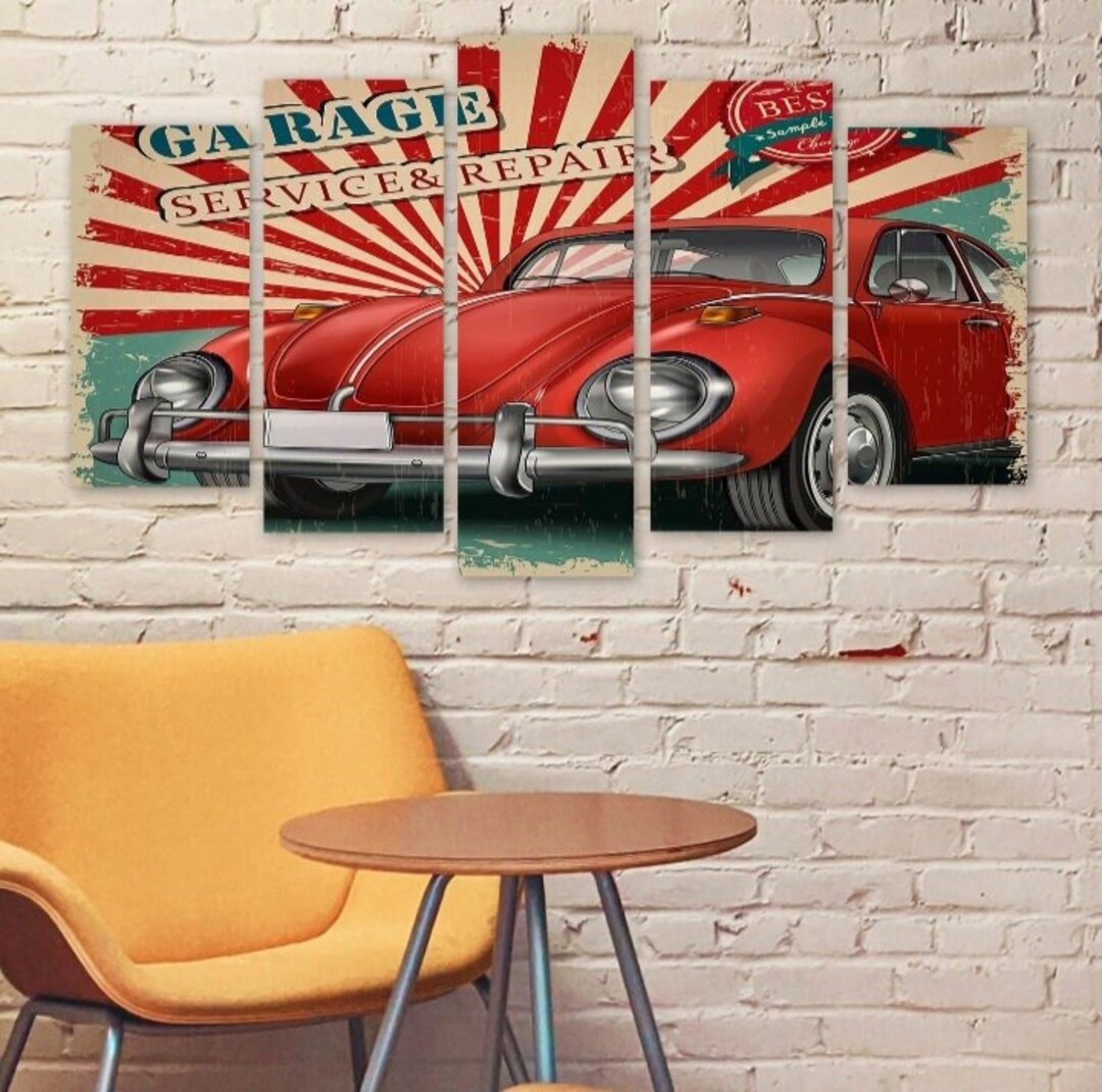 Classic Red VW Beetle Wall Art Set of 5 Travel Wall Decor Etsy