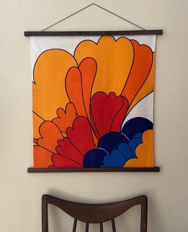 Rare MCM Abstract Floral Vintage Fabric Wall Hanging Tapestry Etsy